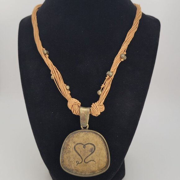 Coldwater Creek 16" Necklace Orange & White Pendant Chunky Retro Fashion Jewelry - Picture 3 of 9